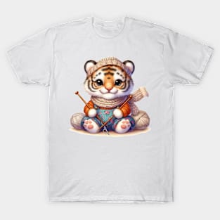 Tiger Knitting A Sweater T-Shirt